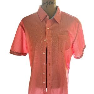 Men's Casual Short-Sleeve Button-Down Shirt in Coral